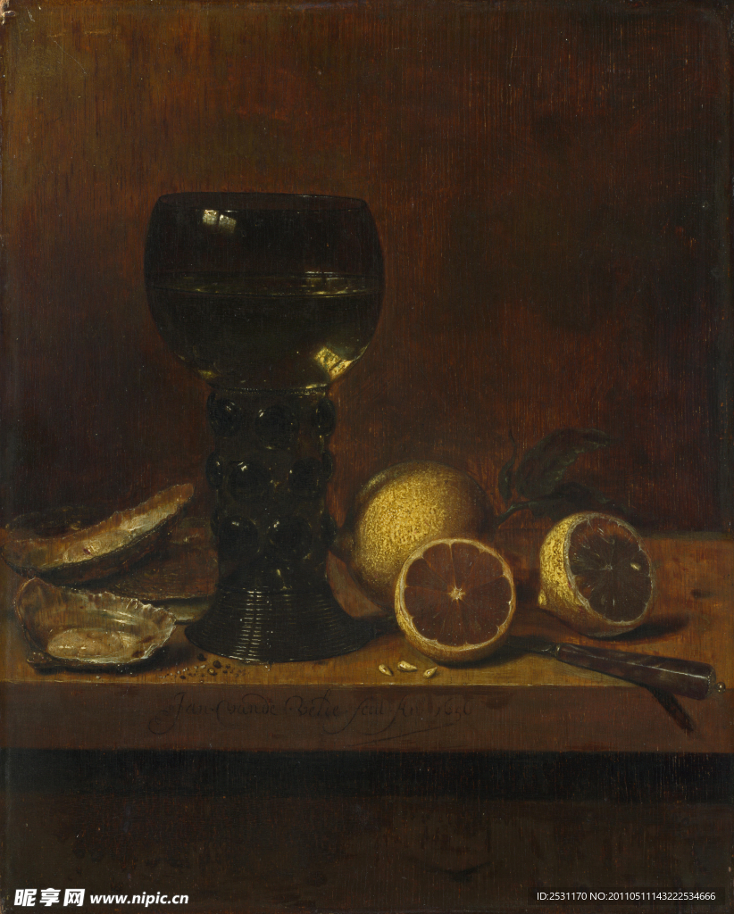 酒杯 牡蛎 柠檬