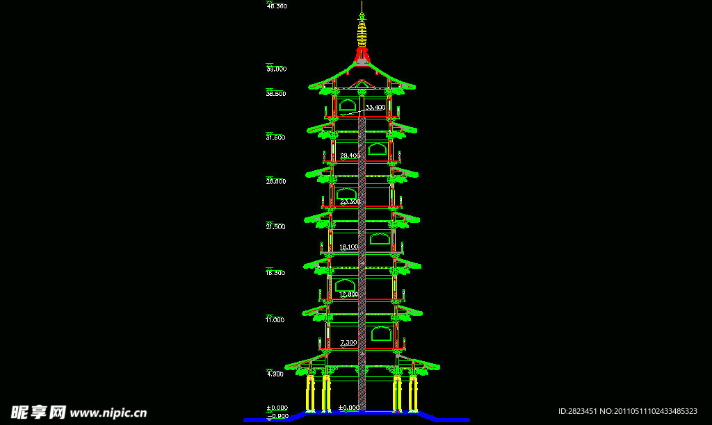 古建筑古塔CAD素材