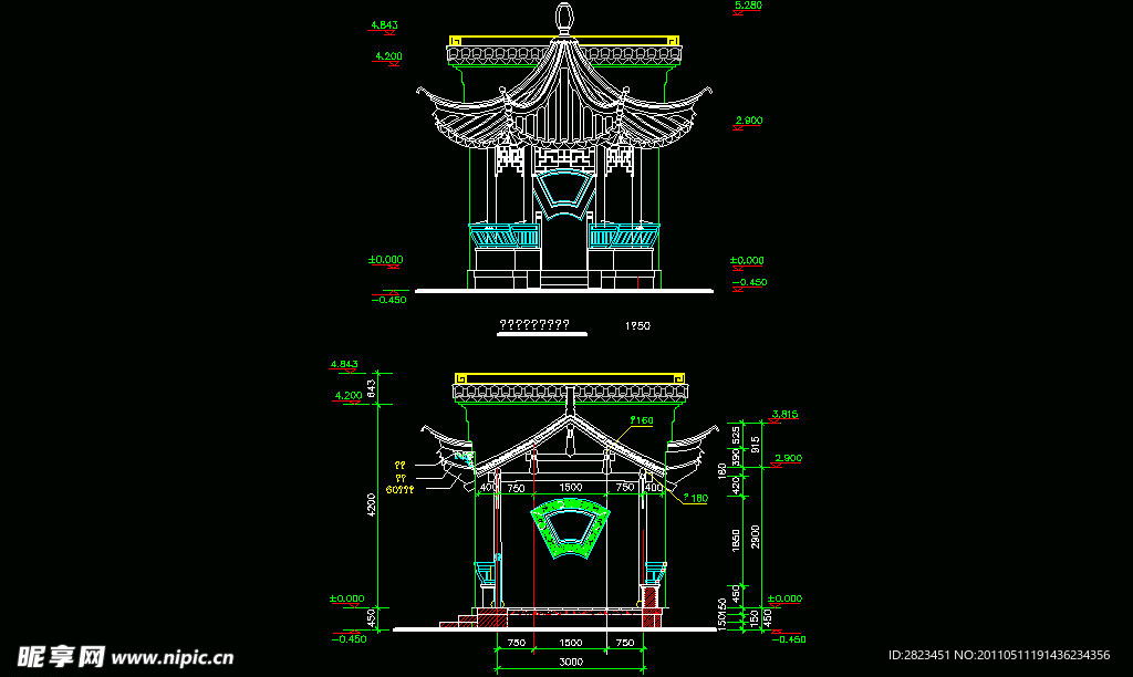 古建筑六角亭