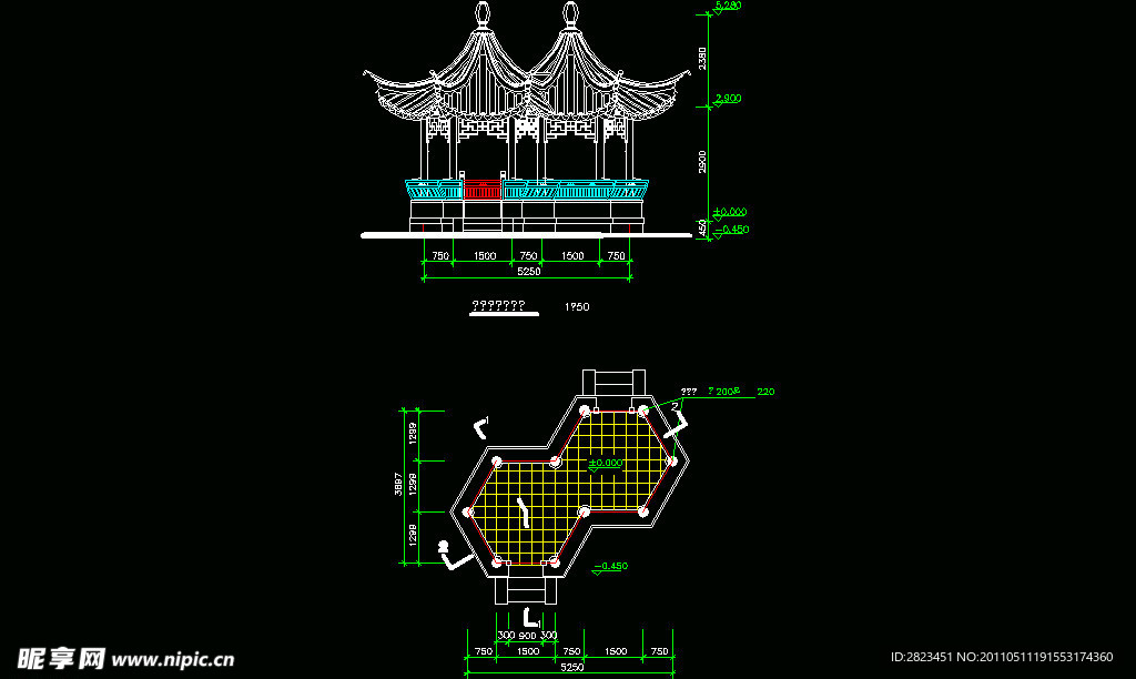 古建筑六角亭