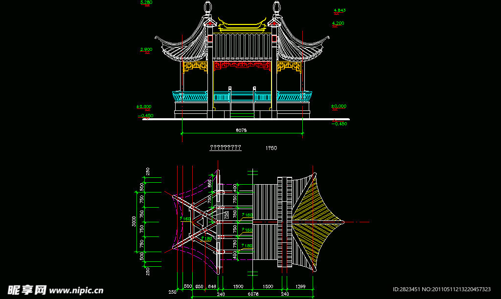 古建筑六角亭