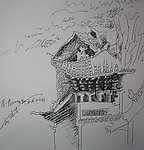 大理巍山道观群速写作品