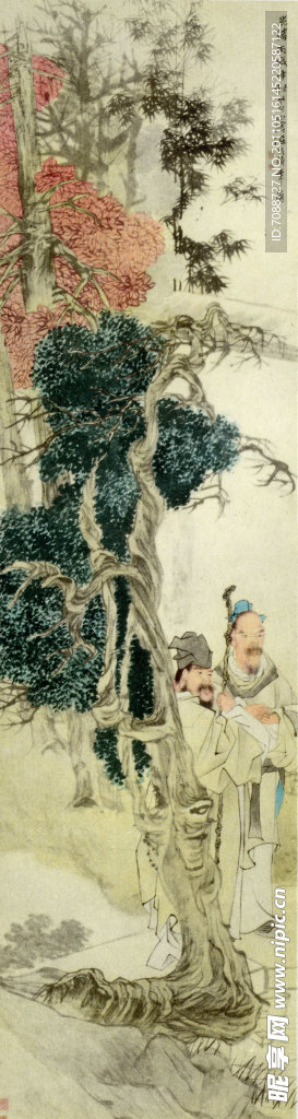 任伯年国画 承天夜游