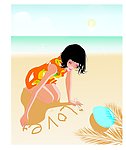矢量沙滩女孩