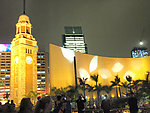 香港 夜景 旧火车站钟楼 灯光表演
