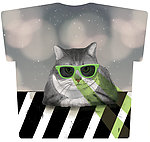 女装T恤印可爱眼镜猫