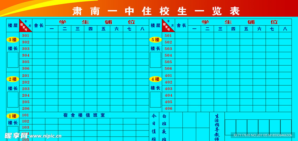 住校生一览表