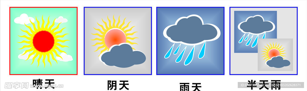 晴天 阴天 雨天标志