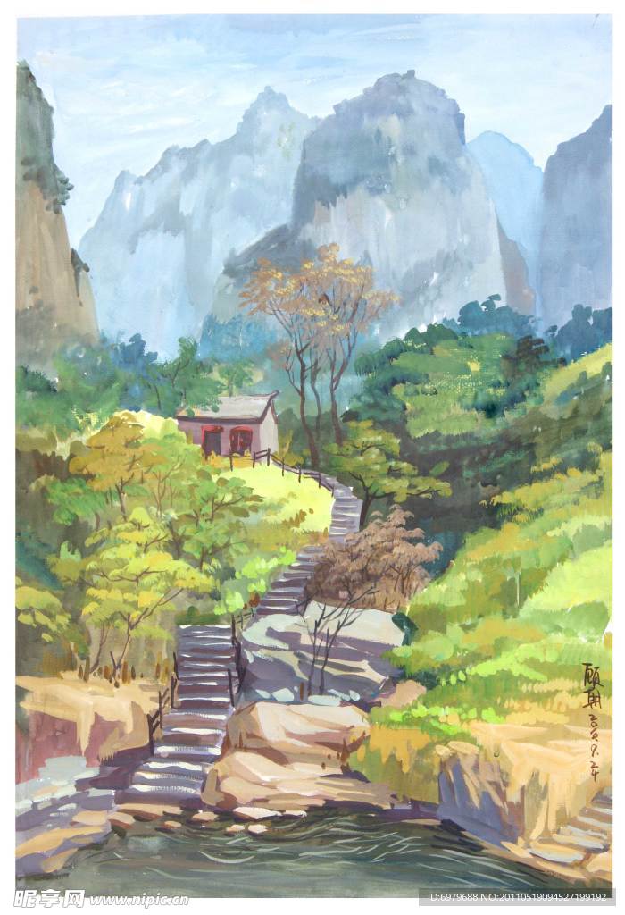 绘画水粉风景写生