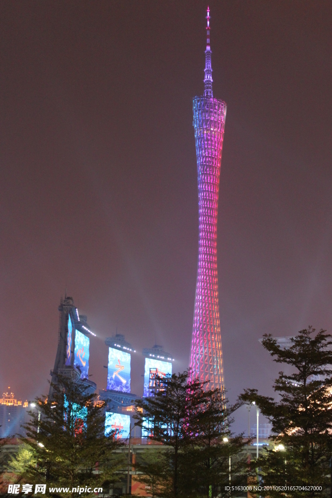 海心沙公园图片 广州灯塔夜景