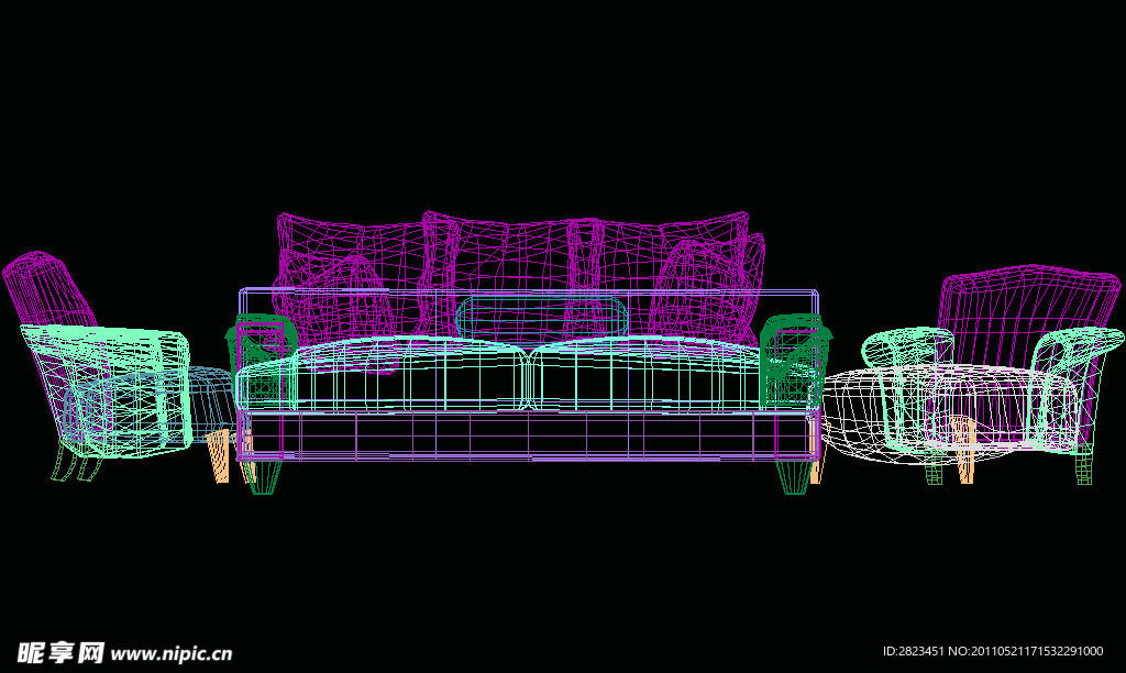 组合式沙发3D图