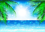 夏日阳光海洋绿树