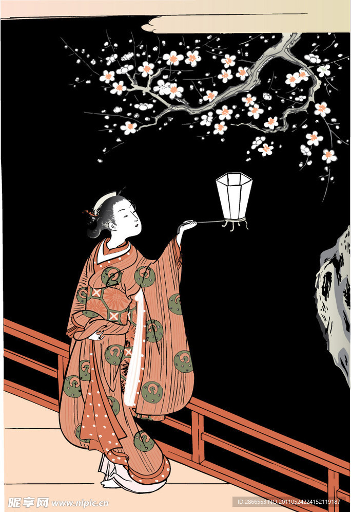 日本浮世绘 挑灯