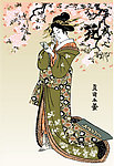 日本浮世绘 照镜子