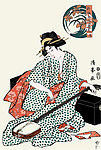 日本浮世绘 弹琴