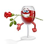 红酒玫瑰鲜花3d小人
