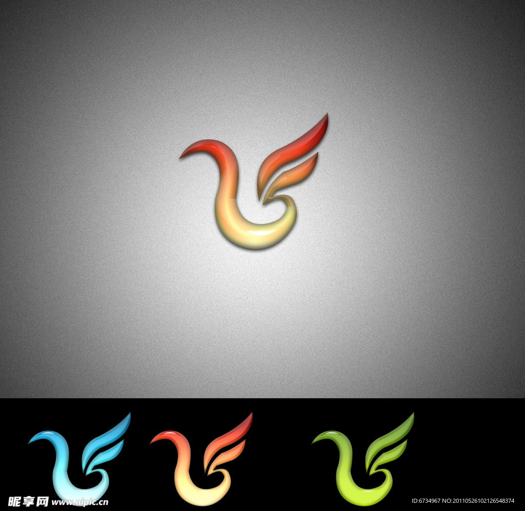 凤凰 水晶 Logo 设计