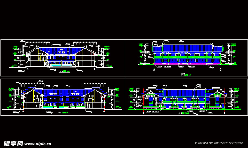 四川民居剖立面图