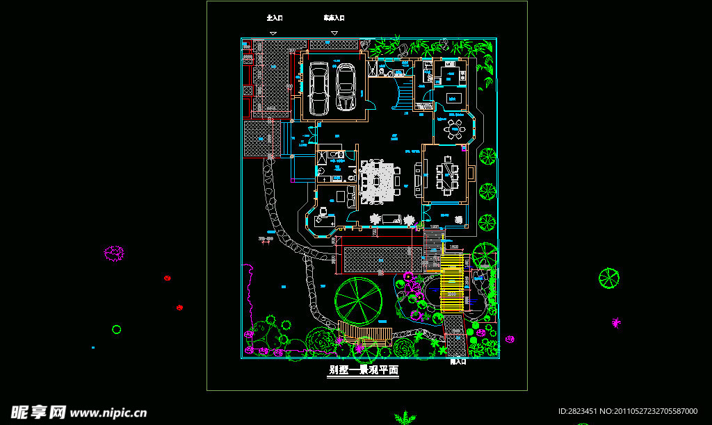 小别墅庭院园林CAD图纸