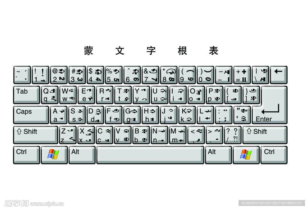 蒙文字根表