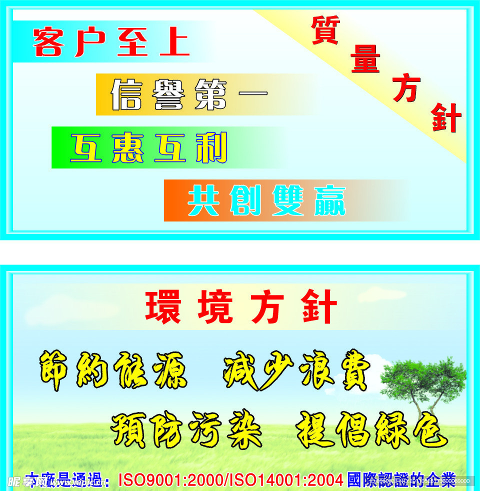 质量方针和环境方针广告牌