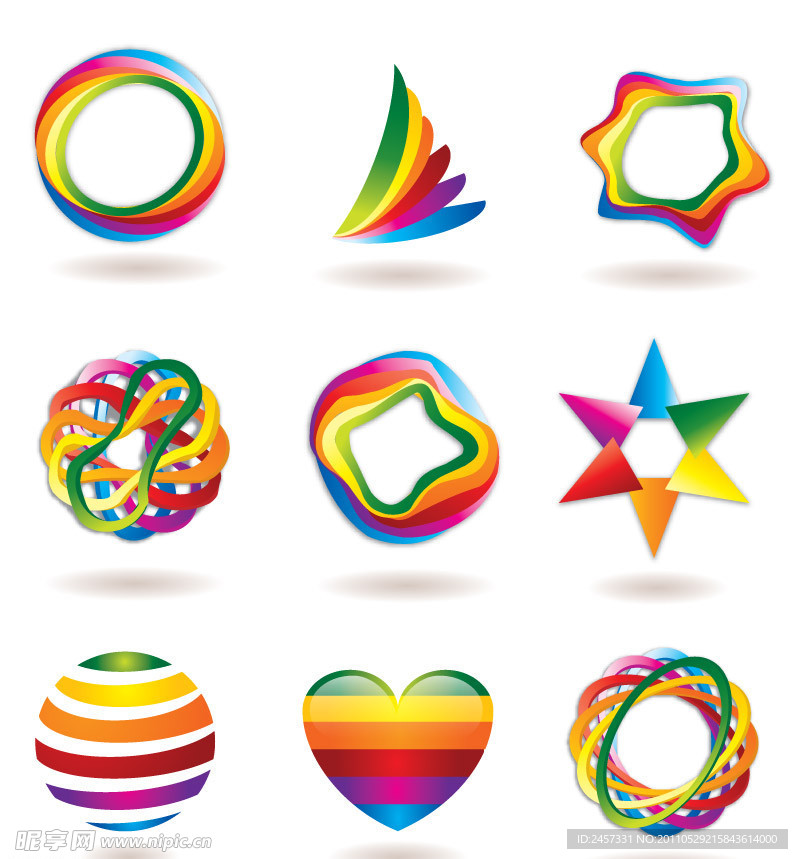 七彩3d标志标识logo设计元素