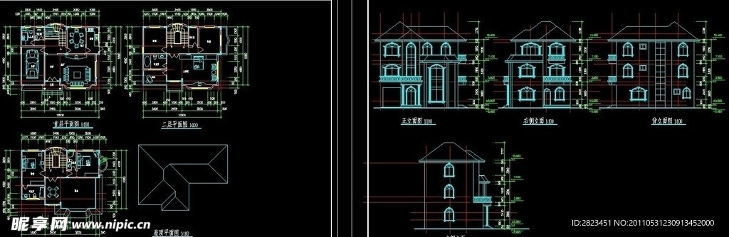 001多层别墅 建筑图