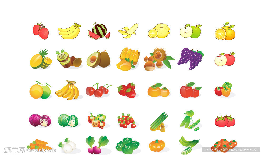 蔬菜水果图标矢量