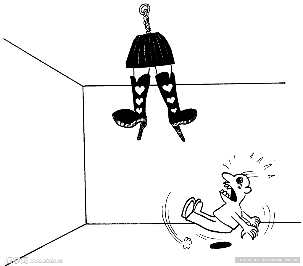 手绘漫画插图黑白