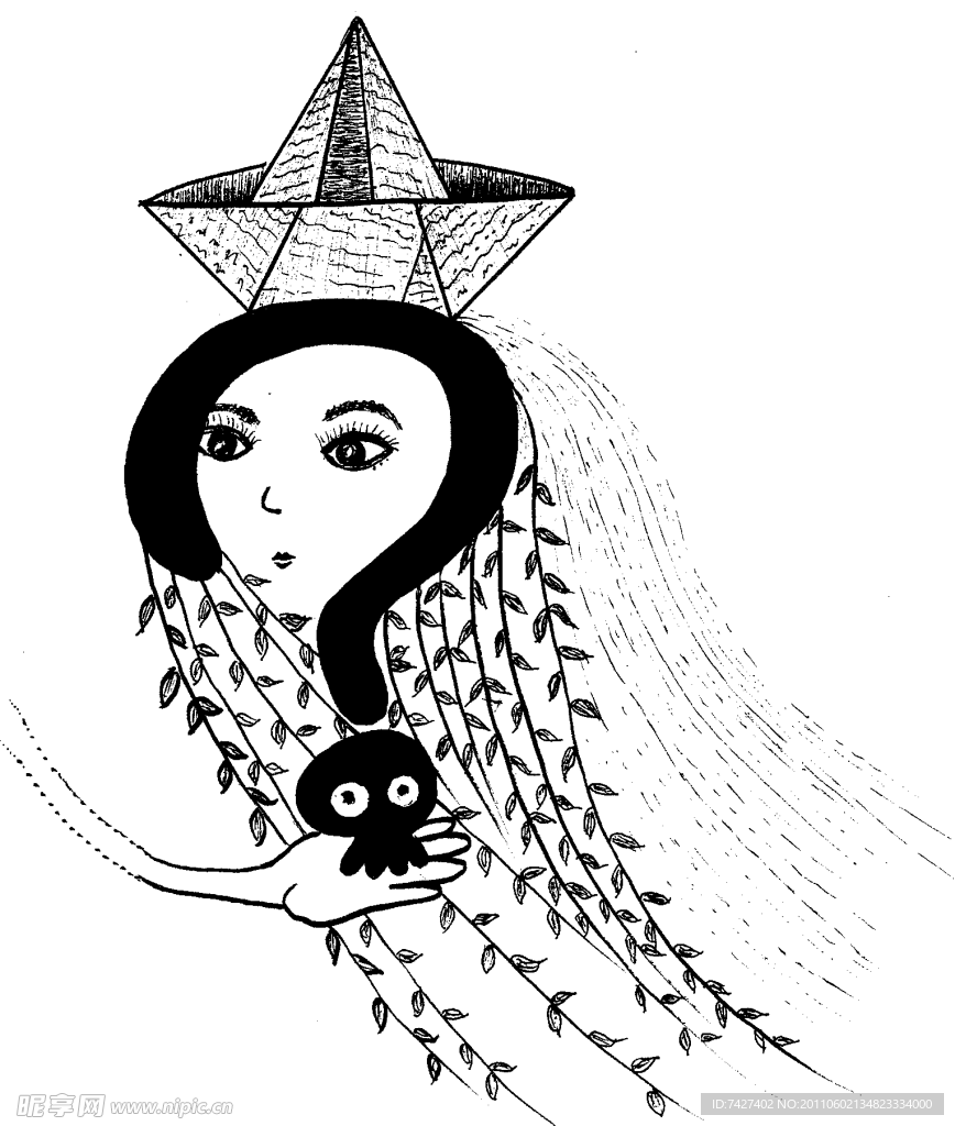手绘漫画插图黑白