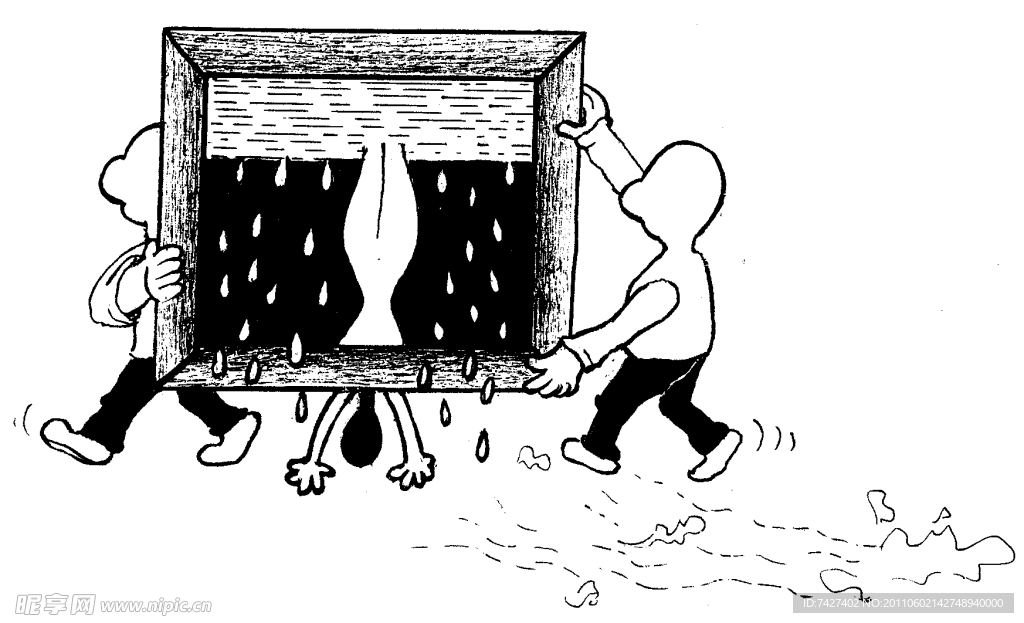 手绘漫画插图黑白