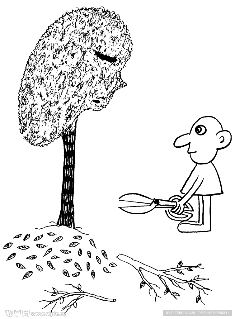 手绘漫画插图黑白