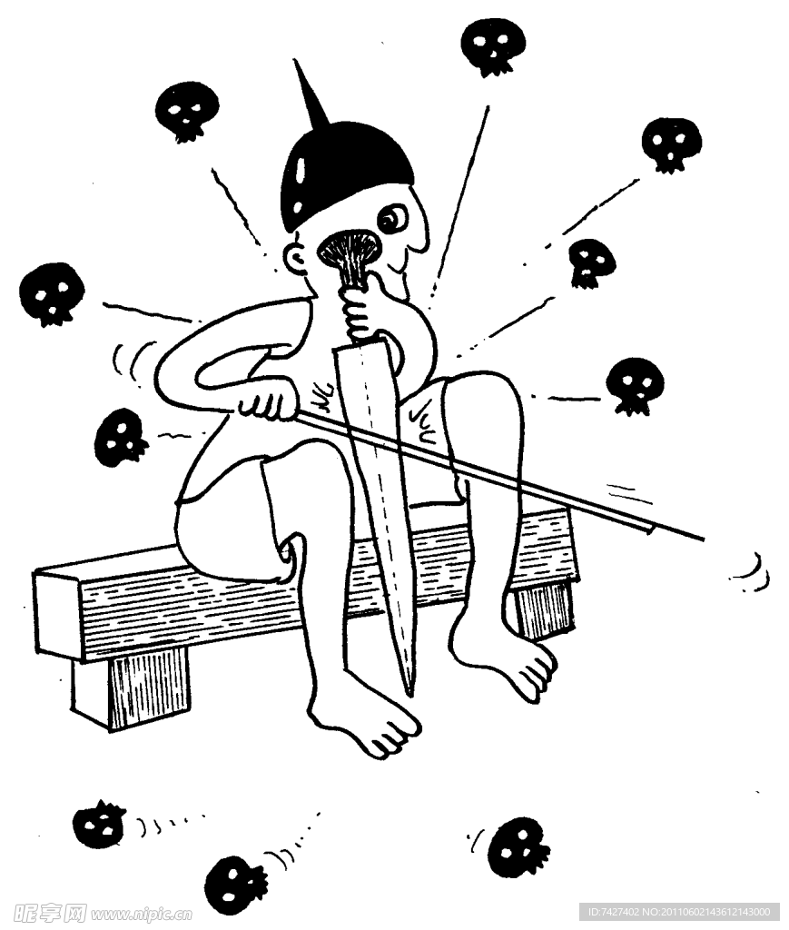 手绘漫画插图黑白