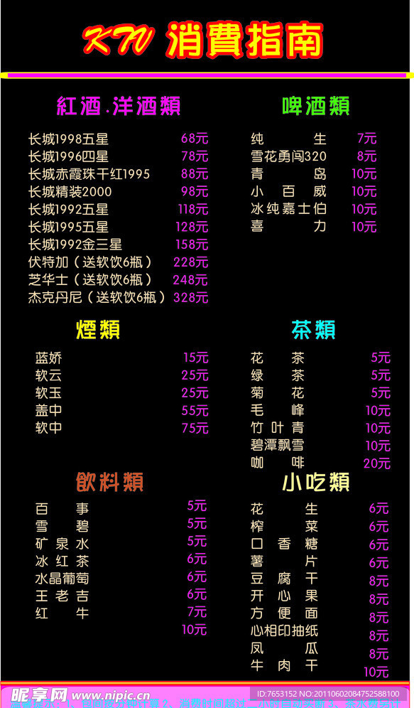 价格表