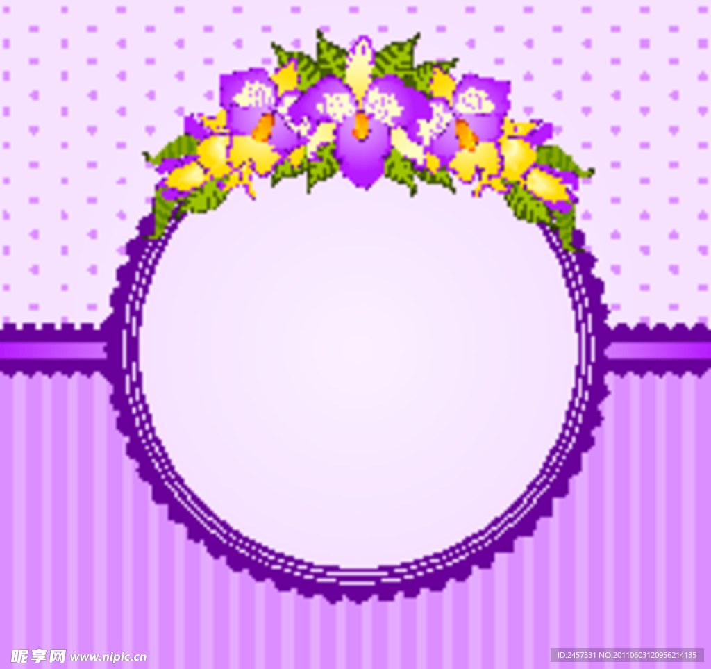 梦幻花纹花朵绿叶花边框