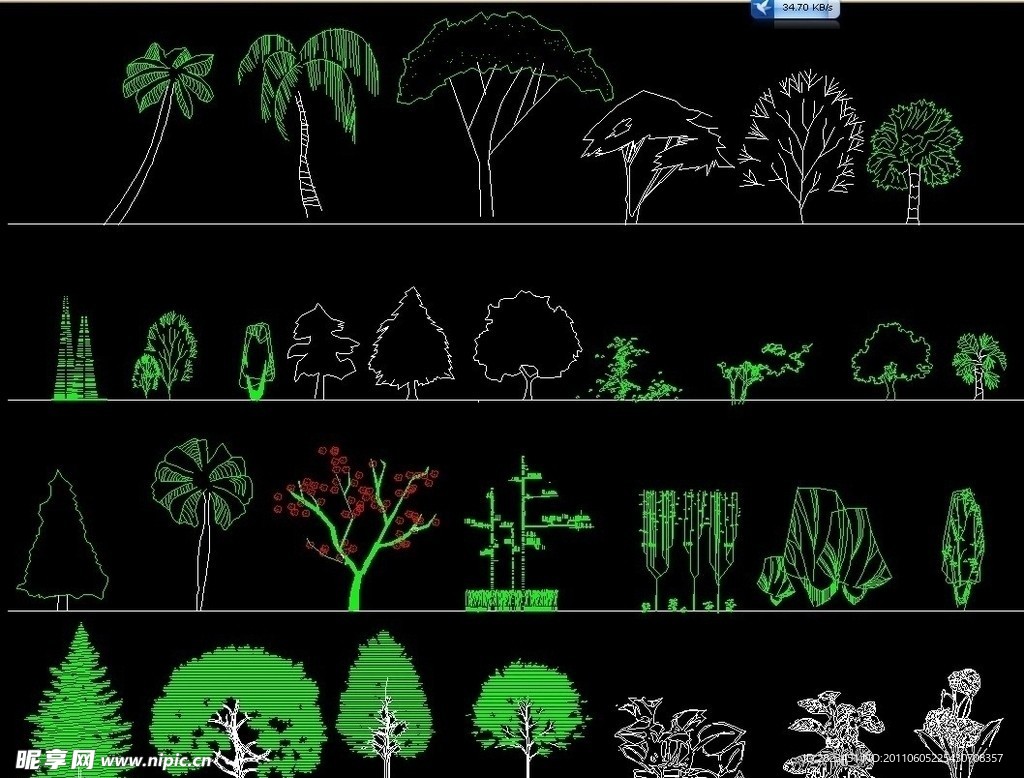 园林立面植物图例