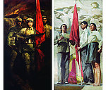 陈逸飞 两联油画《红旗》