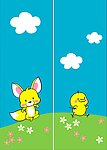卡通小鸡与狐狸