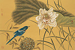 国画工笔荷花花鸟
