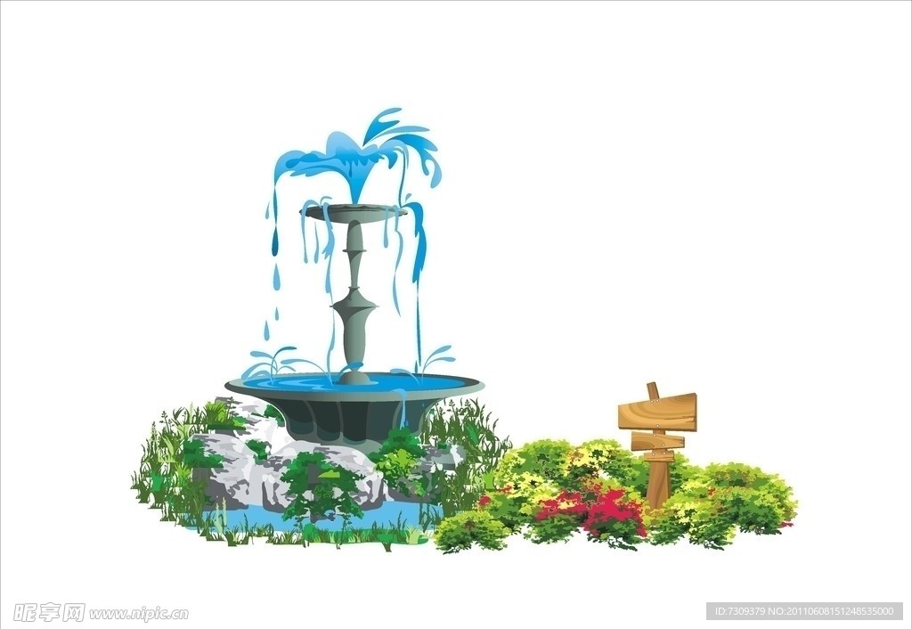 公园喷泉立面图