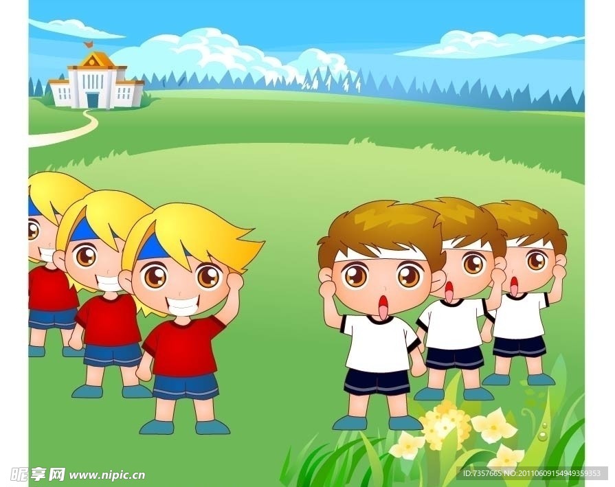 小男孩风景图