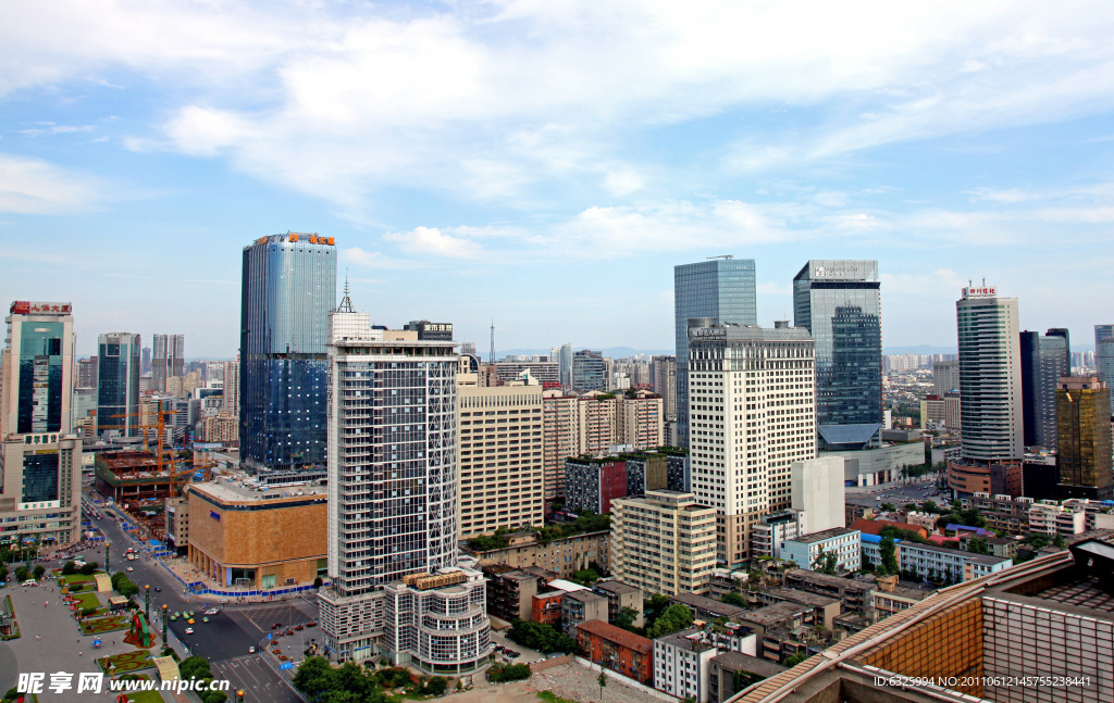 俯瞰天府广场建筑