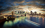 纽约布鲁克林大桥夜景