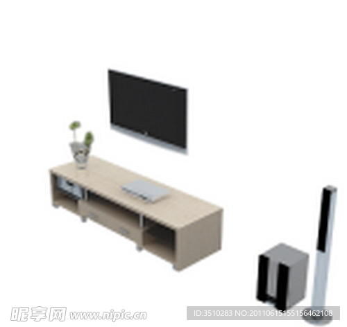 3D家具组合模型 简洁风格的电视墙模型