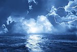 雷电交加的海面