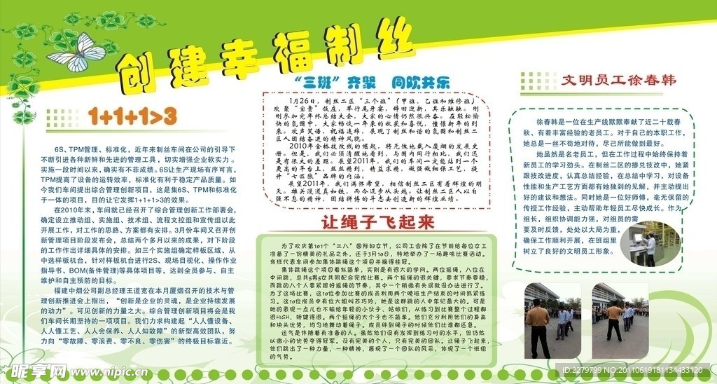 创建幸福制丝 制丝车间展板