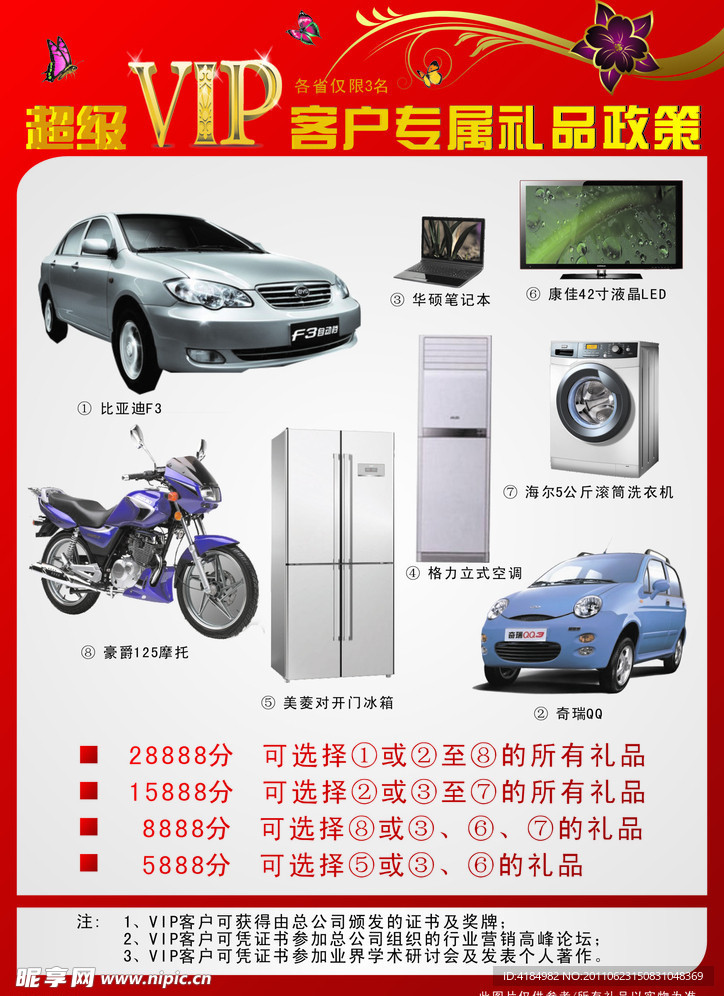 超级VIP客户专属礼品政策宣传单