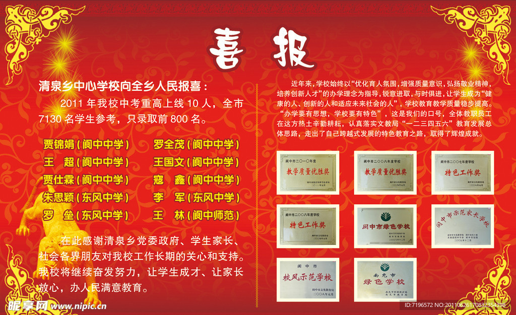 学校喜报