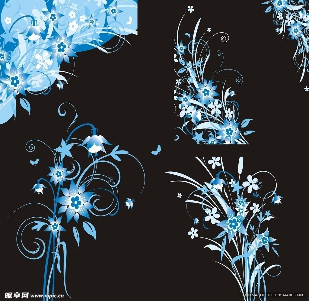 蓝色花纹 蓝色底纹