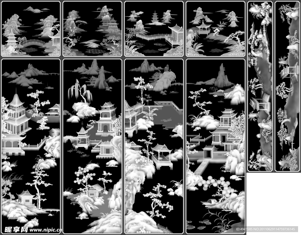 精雕山水顶箱柜